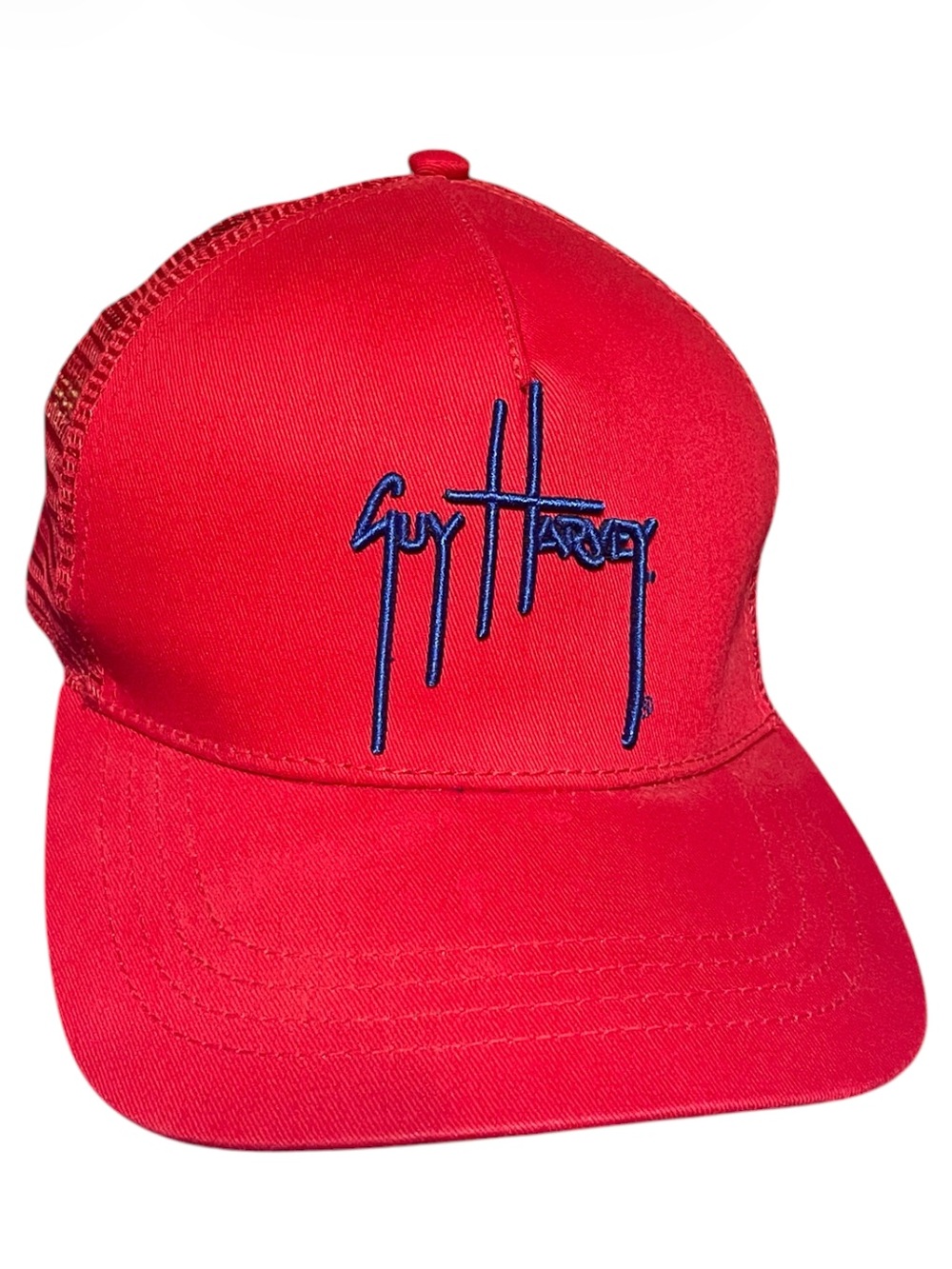 Men's Guy Harvey Snapback Trucker Hat Cap Red Blue Mesh Adjustable